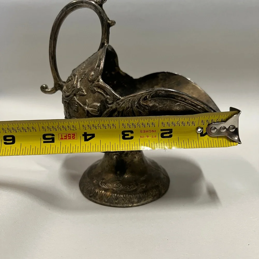 Silver-Plated Sugar Scuttle Featuring an Embossed Floral and Rose Pattern